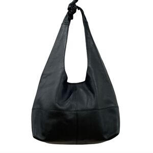 Anthropologie Black Leather Hobo Bag